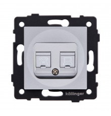 Розетка двойная RJ11 + RJ45 Cat.6 Kollinger REA-011GY, серый