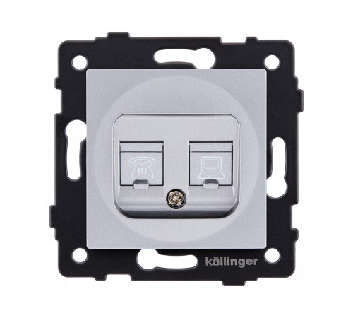 Розетка двойная RJ11 + RJ45 Cat.6 Kollinger REA-011GY, серый