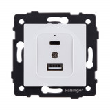 Розетка USB A+C 20W Kollinger REA-037WH, белый