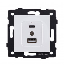 Розетка USB A+C 20W Kollinger REA-037WH, белый
