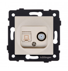 Розетка двойная спутниковая SAT + RJ45 Cat.6 Kollinger REA-022GD, золотой