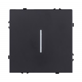 Выключатель 1-клавишный проходной 10А/250В с LED подсветкой Kollinger Eclipse EC-008BK, черный матовый