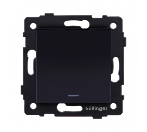 Выключатель кнопочный 1-клавишный 10А/250В с LED подсветкой, изогнутый Kollinger REA-R-013BK, черный