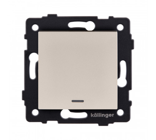 Выключатель кнопочный 1-клавишный 10А/250В с LED подсветкой Kollinger REA-S-013GD, золотой