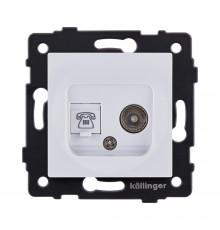 Розетка двойная TV (мама) + телефонная розетка RJ11 Kollinger REA-013WH, белый
