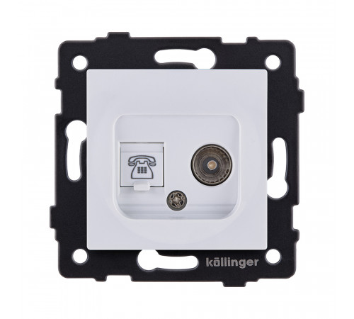 Розетка двойная TV (мама) + телефонная розетка RJ11 Kollinger REA-013WH, белый
