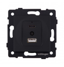 Розетка USB A+C 20W Kollinger REA-037BM, черный матовый
