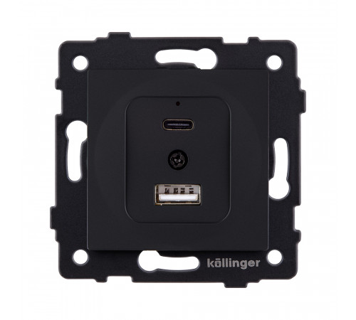 Розетка USB A+C 20W Kollinger REA-037BM, черный матовый