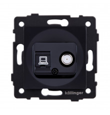 Розетка двойная спутниковая SAT + RJ45 Cat.6 Kollinger REA-022BK, черный