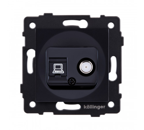 Розетка двойная спутниковая SAT + RJ45 Cat.6 Kollinger REA-022BK, черный