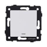 Выключатель 1-клавишный 10А/250В с LED подсветкой Kollinger REA-S-002WM, белый матовый