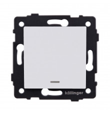 Выключатель 1-клавишный 10А/250В с LED подсветкой Kollinger REA-S-002WM, белый матовый