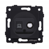 Розетка двойная спутниковая SAT + RJ45 Cat.6 Kollinger REA-022BM, черный матовый