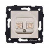 Розетка двойная RJ11 + RJ45 Cat.6 Kollinger REA-011GD, золотой