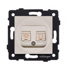 Розетка двойная RJ11 + RJ45 Cat.6 Kollinger REA-011GD, золотой