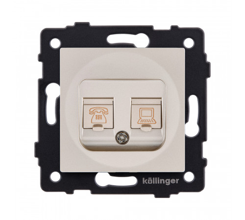 Розетка двойная RJ11 + RJ45 Cat.6 Kollinger REA-011GD, золотой