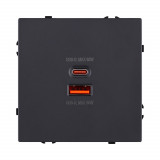 Розетка USB A+C 65W Kollinger Eclipse EC-024BK, черный матовый