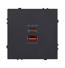 Розетка USB A+C 65W Kollinger Eclipse EC-024BK, черный матовый