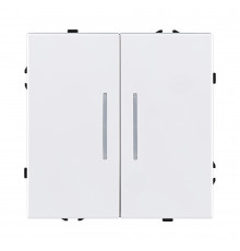 Выключатель 2-клавишный 10А/250В с LED подсветкой Kollinger Eclipse EC-010WH, белый матовый