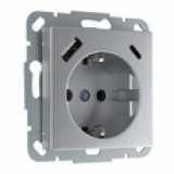 Розетка с заземлением USB A+C 2 гнезда LAVERO 1012200303, Алюминий