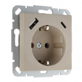 Розетка с заземлением USB A+C 2 гнезда LAVERO 1013300303, Кремовый матовый
