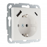 Розетка с заземлением USB A+C 2 гнезда LAVERO 1013100303, Белый матовый