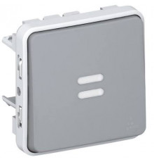 Кнопочный выключатель с подсветкой, Н.О. контакт 10А IP55 Legrand Plexo, серый