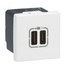 Зарядка USB двойная Legrand Mosaic, белый