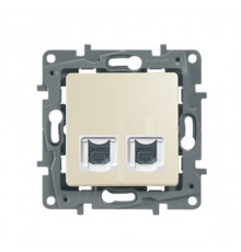 Розетка RJ11+RJ45 кат. 5UTP Legrand/IEK Etika, слоновая кость