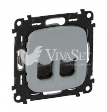 Розетка компьютерная двойная 5 кат, RJ 45, UTP Legrand Valena Allure, алюминий