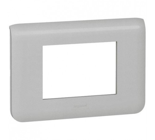 Рамка горизонтальная на 3 модуля Legrand Mosaic, алюминий