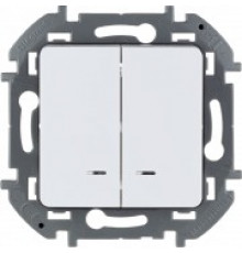 Выключатель двухклавишный с подсветкой/индикацией 10 AX 250 В~ Legrand/IEK Inspiria, белый