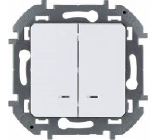 Выключатель двухклавишный с подсветкой/индикацией 10 AX 250 В~ Legrand/IEK Inspiria, белый