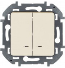 Выключатель двухклавишный с подсветкой/индикацией 10 AX 250 В~ Legrand/IEK Inspiria, слоновая кость