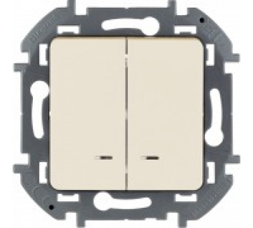 Выключатель двухклавишный с подсветкой/индикацией 10 AX 250 В~ Legrand/IEK Inspiria, слоновая кость