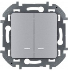 Выключатель двухклавишный с подсветкой/индикацией 10 AX 250 В~ Legrand/IEK Inspiria, алюминий