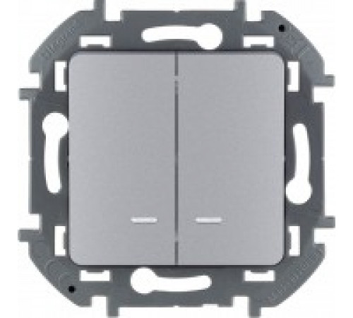Выключатель двухклавишный с подсветкой/индикацией 10 AX 250 В~ Legrand/IEK Inspiria, алюминий