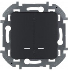 Выключатель двухклавишный с подсветкой/индикацией 10 AX 250 В~ Legrand/IEK Inspiria, антрацит