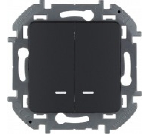Выключатель двухклавишный с подсветкой/индикацией 10 AX 250 В~ Legrand/IEK Inspiria, антрацит