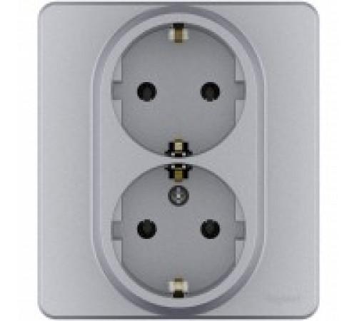 Розетка 2 x 2К+З немецкий стандарт 16 А - 250 В~ Legrand/IEK Inspiria, алюминий