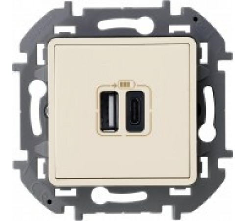 Зарядное устройство с двумя USB-разьемами A-C 240В/5В 3000мА Legrand/IEK Inspiria, слоновая кость