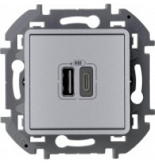 Зарядное устройство с двумя USB-разьемами A-C 240В/5В 3000мА Legrand/IEK Inspiria, алюминий