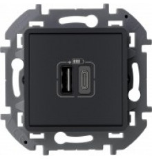 Зарядное устройство с двумя USB-разьемами A-C 240В/5В 3000мА Legrand/IEK Inspiria, антрацит