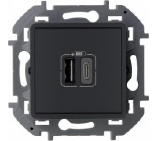 Зарядное устройство с двумя USB-разьемами A-C 240В/5В 3000мА Legrand/IEK Inspiria, антрацит