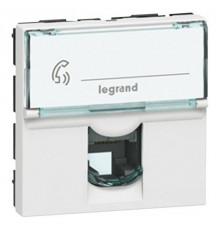 Розетка телефонная RJ11 (2 модуля) Legrand Mosaic, белый