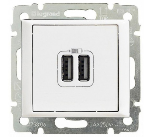 Розетка USB двойная IEK Valena, белый глянец