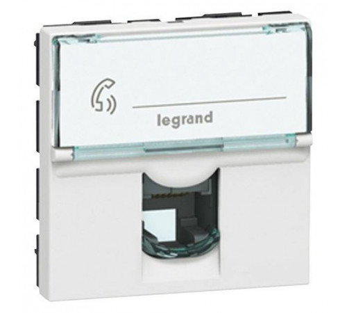 Розетка RJ45 (Кат.5e UTP) 2 модуля Legrand Mosaic, белый