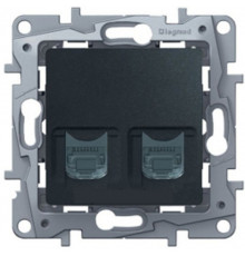 Розетка телефонна + компьютерная RJ45 кат5 UTP Legrand/IEK Etika, антрацит