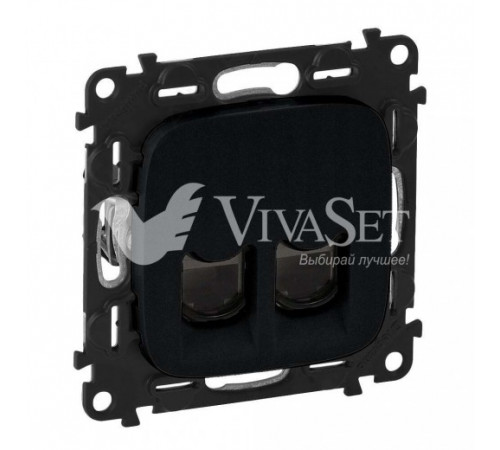 Розетка компьютерная двойная 6 кат, RJ 45, UTP , матовый Legrand Valena Allure, черный