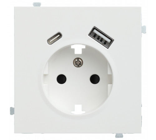 Розетка электрическая с зарядным устройством USB A+C Rikett, белый сатин